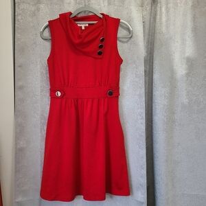 Monteau‎ Chic Red Sleeveless Dress with Button Details Size M